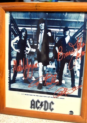 AC/DC Autographed 8x10 RP Photo Angus, Malcom Young, Phil, Brian, Cliff AC /DC - Image 1 of 4