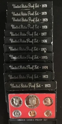 Lot Of 12 United States Proof Sets 1973 - 1979 - Image 1 of 4