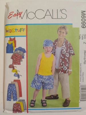 Shorts Shirt Tank Hat Boys M ONLY M6099 NO PANTS McCalls Sewing Pattern Cut Easy - Image 1 of 4