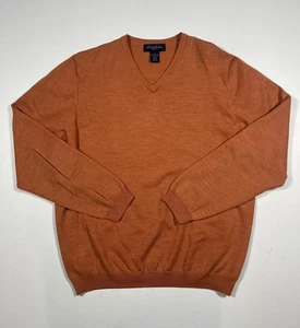 Suéter Brooks Brothers Para Hombre Grande Naranja Lana Merino Cuello en V Pullover Elástico - Imagen 1 de 6