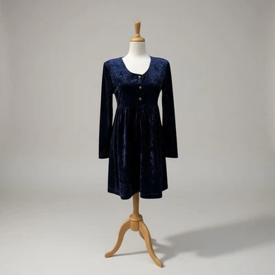 Mini Vestido De Colección All That Jazz Babydoll Talla S Azul Terciopelo Cintura Imperio Y2K Gótico Foto 1 de 4