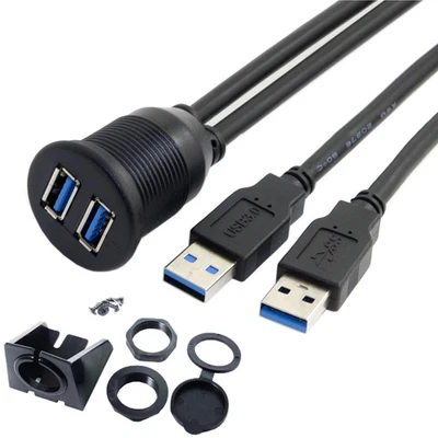 Cavo Di Prolunga USB 3.0 a Doppia Porta Da 2 Maschio a 2 Femmina per Montaggio a - Immagine 1 di 4
