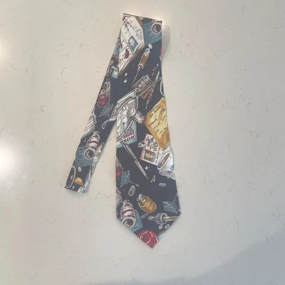 Corbata Vintage Nicole Miller Novedad Seda Farmacia Medicina Tema Colorida Foto 1 de 4