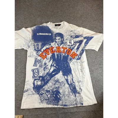 VTG 90s Umbro Everton Football Soccer Shirt Mens XL White All Over Print Retro - Image 1 of 4