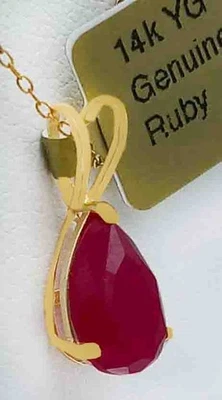COLGANTE RUBÍ GENUINO 2,04 quilates ORO AMARILLO 14K - Servicio de tasación gratuito - Nuevo con etiquetas Foto 1 de 4