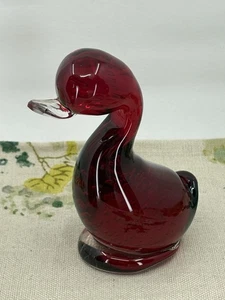 DE COLECCIÓN WHITEFRIARS ROJO BURBUJA VIDRIO "Dilly Duck" pájaro pisapapeles adorno 5" - Imagen 1 de 6
