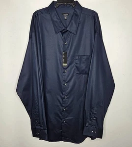 Camisa de vestir azul marino Van Heusen satén premium para hombre 4XLT 21-21,5 NUEVA CON ETIQUETAS - Imagen 1 de 8