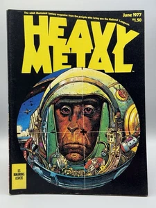 Heavy Metal Magazine June 1977 Astronaut Ape Cover Sci-Fi Fantasy Collectible - Picture 1 of 4