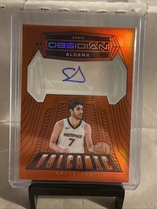 2023-24 Obsidian Santi Aldama Volcanic Electric Etch Orange Flood Auto /75 Grizz - Foto 1 di 3