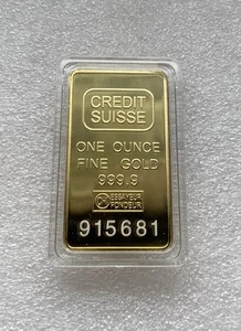 1 Oz Unze Credit Suisse Barren Neusilber (vergoldet) + Kapsel Hülle NEU / OVP ! - Bild 1 von 5
