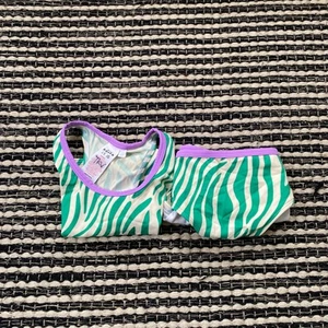 Boden Girls Zebra Green Purple Two Piece Bikini Bathing Swimsuit 13/14Y - Picture 1 of 7
