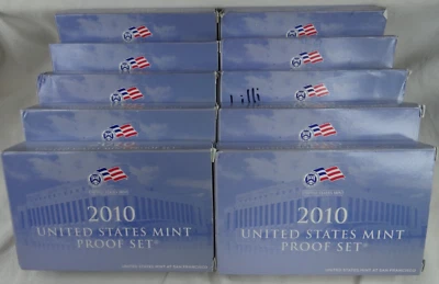 (10) 2010-S US Mint Proof Sets 140 Coins OGP COA Box Wholesale Lot United States - Image 1 of 4