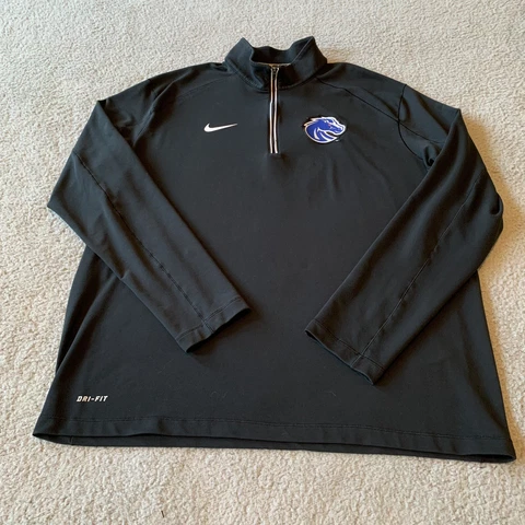 Boise State Broncos Sweatshirt Mens XL Black 1/4 Zip Long Sleeve 5822 Cover
