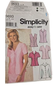 Simplicity 9693 Misses sz 8-18 Blouse V Neck Button Front Pattern Uncut - Picture 1 of 4