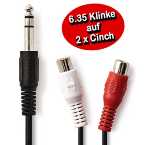 Adapter Klinke Cinch Stereo Audio Adapterkabel 6.3mm Klinken auf 2 x Cinch, 0.2m - Bild 1 von 4