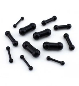 Juego de 2 anillos de pezón lengua barra acrílico pesado calibre 00 5/8" UV negro 12 mm - Imagen 1 de 3