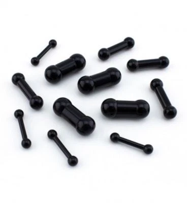 Juego de 2 anillos de pezón lengua barra acrílico pesado calibre 00 5/8" UV negro 12 mm Foto 1 de 3