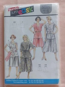 Burda 5085 Women's Super Easy Tops & Wide Leg Shorts Pattern Size 8-18 - Picture 1 of 2
