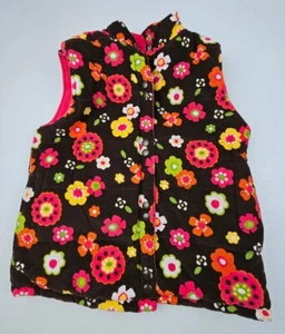 Gymboree Little Girls Size Large 10-12 Reversible Puffer Vest Crushed Corduroy - Picture 1 of 7