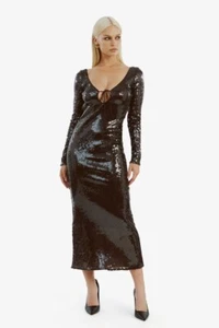 Bardot Verona Sequin Maxi Dress US 4 Dark Chocolate NWT - Picture 1 of 4