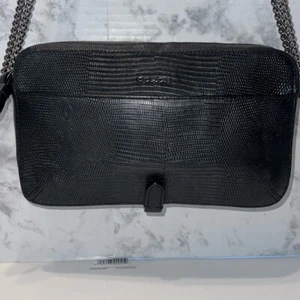 VTG 2013 Coach Poppy Flight Bag in Black Python Embossed Leather Verified Au… - Imagen 1 de 10