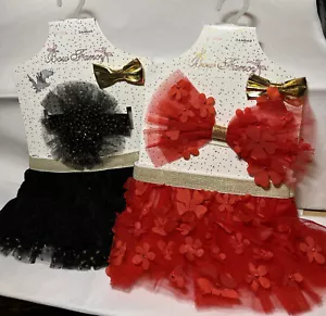 Twins Baby Tutu 2 Sets Bow Fancy Head Band Tutu Set Fits 0-12 Months - Picture 1 of 10