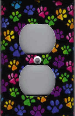 COLORIDAS PATAS DE PERRO EN NEGRO HOGAR DECORACIÓN PARED LUZ INTERRUPTOR PLACAS Y ENCHUFES Foto 1 de 4