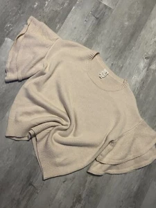 Pink Owl Size Medium Bell Bottom Sleeve Sweater ~ Light Pink Cream - Picture 1 of 2