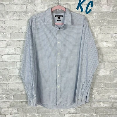 Michael Kors Para Hombre Calce Clásico Algodón Abotonado Azul Blanco Cuadros Talla L NUEVO Foto 1 de 4