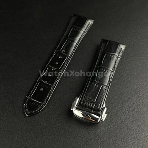 For Omega Black Genuine Leather Watch Strap With Silver Clasp Buckle 20mm 22mm - Picture 1 of 5