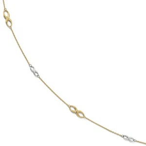 10k 10kt Two-tone Gold Polished chain w/ 1in ext. Anklet 9 inch X 7.75 mm - Picture 1 of 2