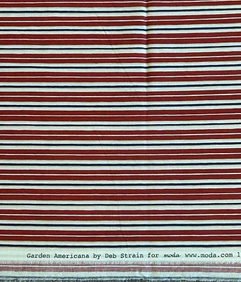 Garden Americana by Deb Strain for Moda BTY 100% cotton striped fabric. - Image 1 of 3
