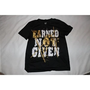 Earned Not Given Ideology Boys Graphic T-shirt Black Gold Metallic Athletic L - Picture 1 of 3