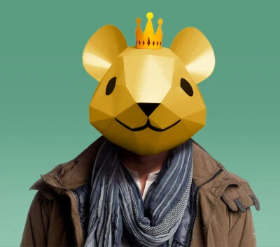 Maschera di carta topolino con corona costume Halloween cosplay carta modello artigianale maschera  - Immagine 1 di 4