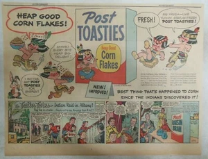 Post's Cereal Ad: Trailer Twins "Indian Raid in Albany NY" 1950's 11 x 15 inches - Picture 1 of 1