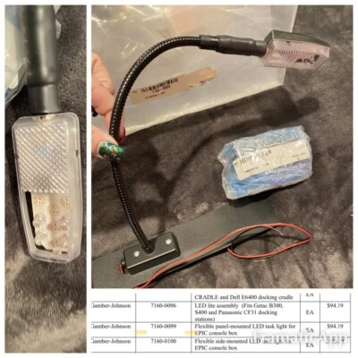 Gamber-Johnson 7160-0099 LED Light Flex arm 7120-0571 TaskLight for EPIC Console - Image 1 of 4