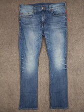 True Religion Men's Ricky Relaxed Straight Jeans Size 36 (37x33) Medium Blue
