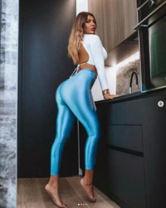 2023 Neu AMORESY Sexy Damen Nylon Glitzer Satin glänzend blickdicht glänzend Leggings - Bild 1 von 69