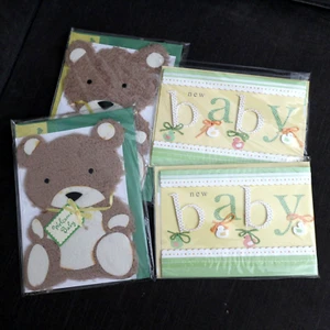 NEW - Lot of 4- Handmade 3D Terry Bear/Duck Baby GREETING CARD+Envelopes NWT - Picture 1 of 7