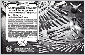 Greenlee Tool Co 1980 herramientas de artesanía en madera de calidad premium anuncio impreso vintage - Imagen 1 de 1