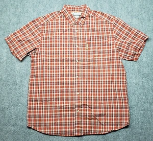 Columbia Shirt Mens L Red White Plaid Cotton Pocket Short Sleeve Button Up - Picture 1 of 9