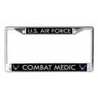 usaf air force combat medic wings logo chrome license plate frame usa made