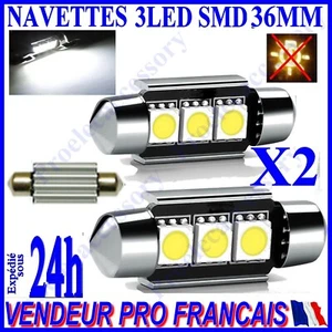 2 AMPOULE NAVETTE LED C5W 36mm ANTI SANS ERREUR CANBUS PLAFONNIER PLAQUE 6000k - Picture 1 of 3