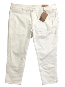 Pantalones de mezclilla para mujer Coldwater Creek talla grande 40x29 blancos bordados ajustados al tobillo - Imagen 1 de 11