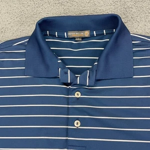 PETER MILLAR Sommer Komfort Golf Poloshirt Herren Large Navy Gestreift Performance - Bild 1 von 12