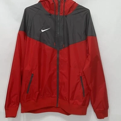 Nike Men Size XL Windbreaker Full Zip Jacket Red Gray Embroid Logo DH3777-657 - Image 1 of 4