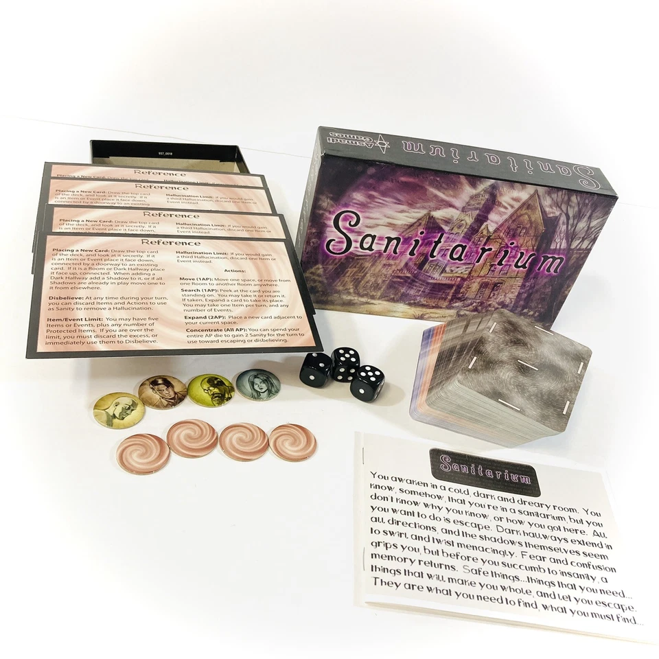 Rare SANITARIUM BOARD GAME horror theme escape card game 1-4p Asmadi OOP 2012 - Image 1 of 4