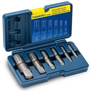 6 Piece Pipe Extractor Set, 1/8 PIPE to 1" Tough Steel Extractors for Broken ... - Picture 1 of 7