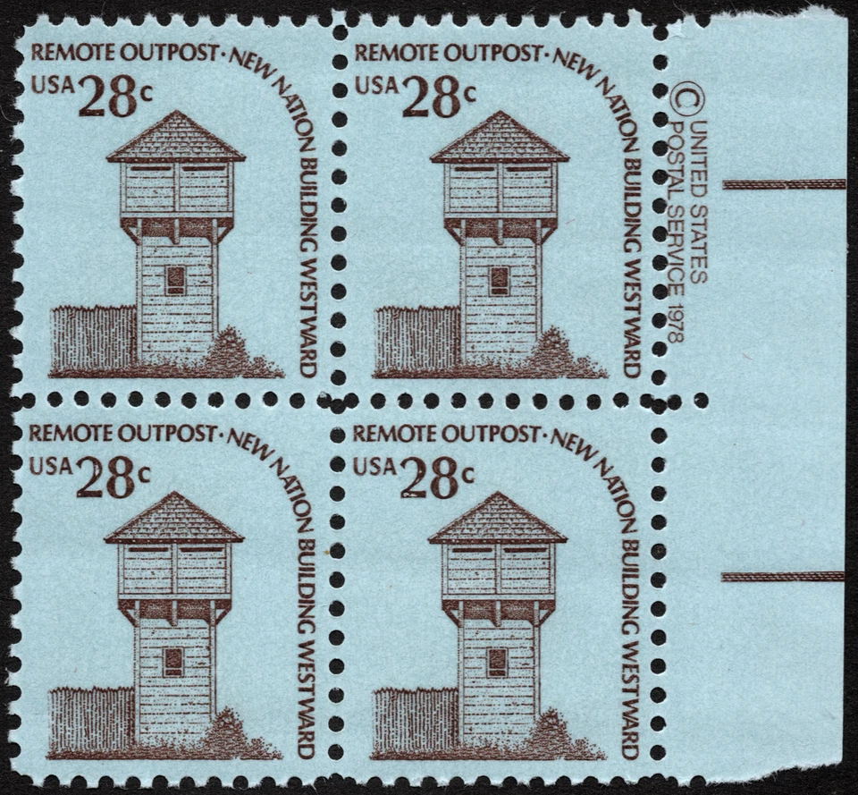US Stamp Scott #1604 Copyright Block NH 28 Cents Remote Outpost Americana Series - Image 1 of 1