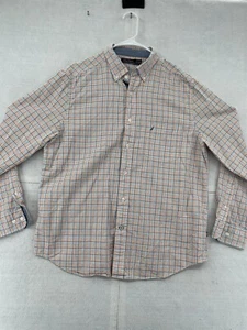 Nautica Button Up Shirt Adult XL Extra Large Orange Blue Checkered Long Sleeve - Picture 1 of 10